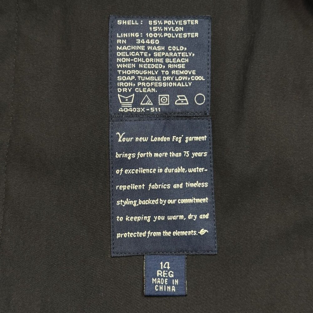 London Fog Trench Coat Womens Sz 14 Double Breasted Black Removable Warmer Lined - Picture 10 of 16